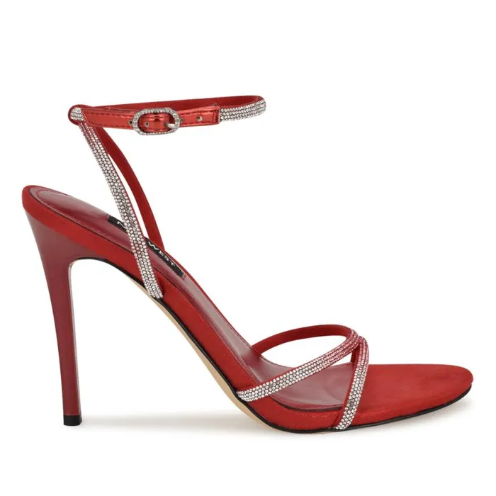 Nine West Sandals Women Missey Ankle Strap Sandals Red