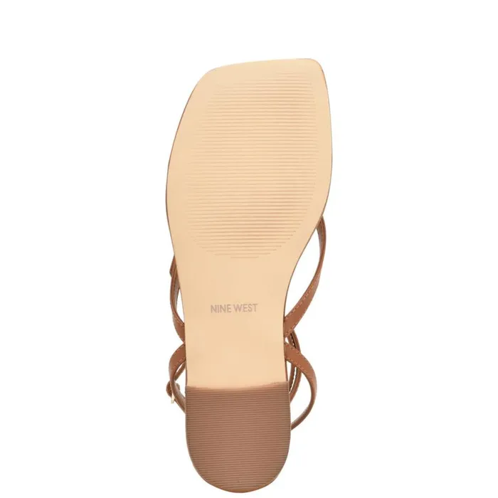 Nine West Sandals Women Nelson Ankle Wrap Flat Sandals New Luggage