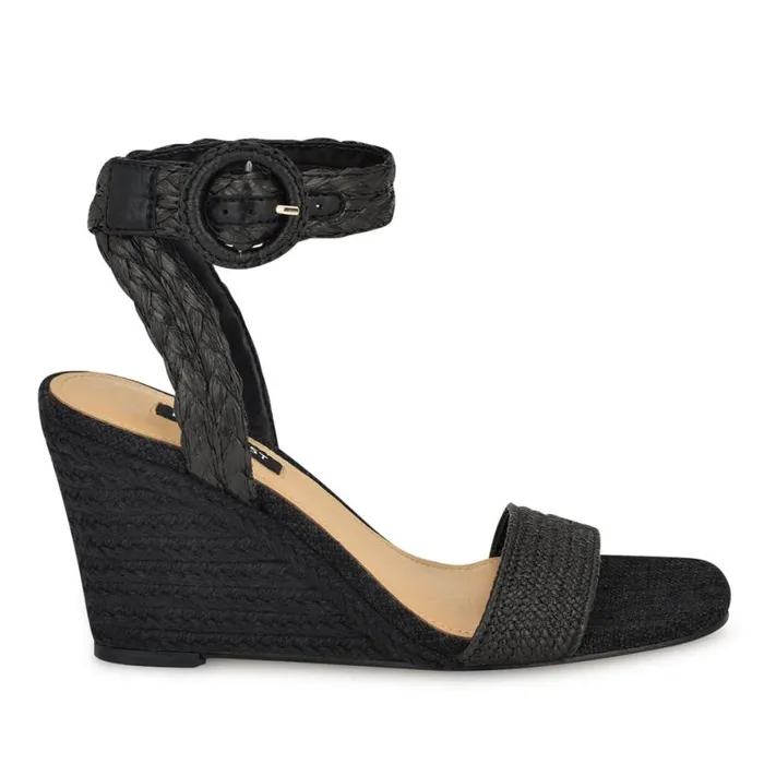 Nine West Sandals Women Nerisa Espadrille Wedge Sandals Black