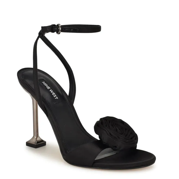 Nine West Sandals Women Neve Rosette Ankle Strap Sandals Black Nine West Sandals Women Neve Rosette Ankle Strap Sandals Black