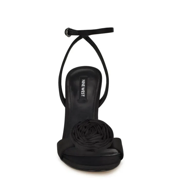 Nine West Sandals Women Neve Rosette Ankle Strap Sandals Black Nine West Sandals Women Neve Rosette Ankle Strap Sandals Black