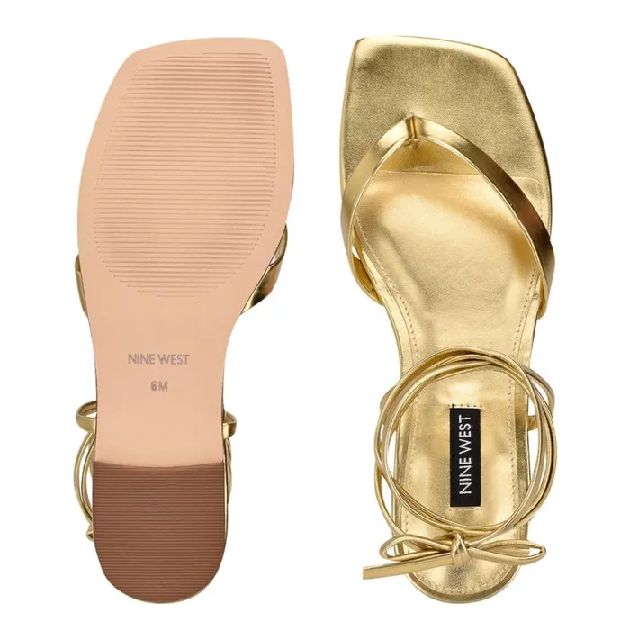 Nine West Sandals Women News Ankle Wrap Flat Sandals Gold Nine West Sandals Women News Ankle Wrap Flat Sandals Gold