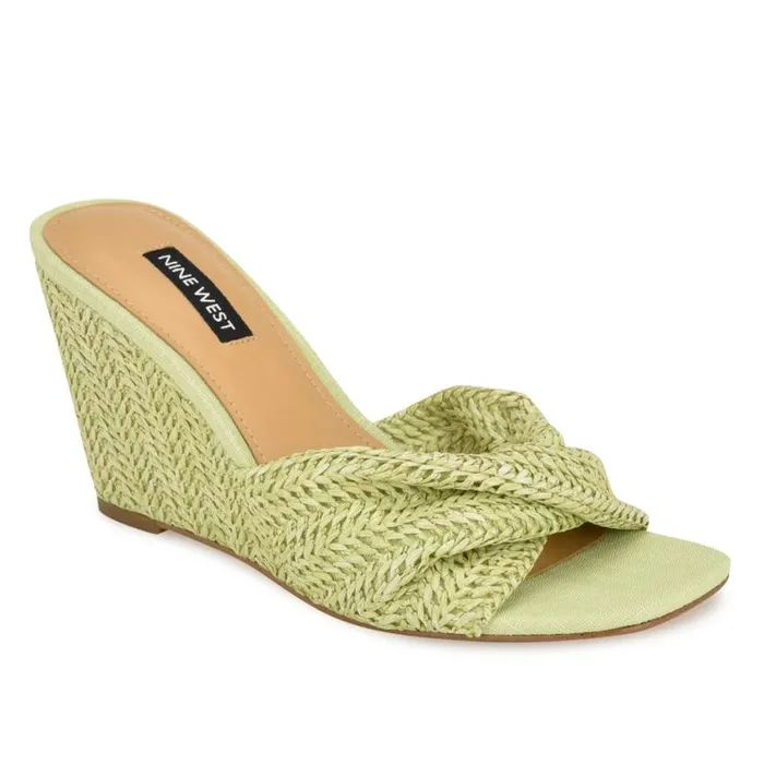 Nine West Sandals Women Nikhil Twist Wedge Sandals Green Raffia Nine West Sandals Women Nikhil Twist Wedge Sandals Green Raffia