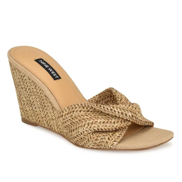 Nine West Sandals Women Nikhil Twist Wedge Sandals Natural Raffia Nine West Sandals Women Nikhil Twist Wedge Sandals Natural Raffia