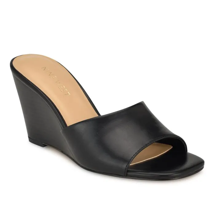 Nine West Sandals Women Niya SlipOn Wedge Sandals Black