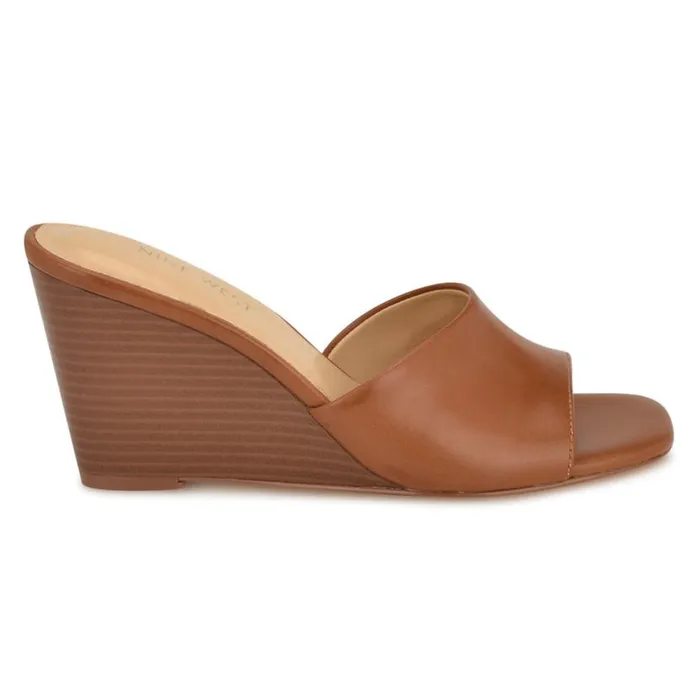 Nine West Sandals Women Niya SlipOn Wedge Sandals Dark Natural