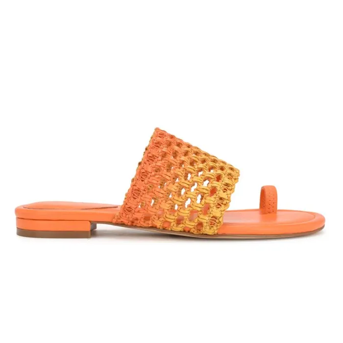 Nine West Sandals Women Nolah Flat Slide Sandals Orange Yellow Ombre