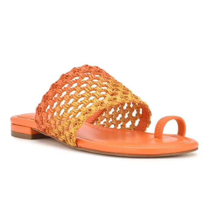 Nine West Sandals Women Nolah Flat Slide Sandals Orange Yellow Ombre Nine West Sandals Women Nolah Flat Slide Sandals Orange Yellow Ombre