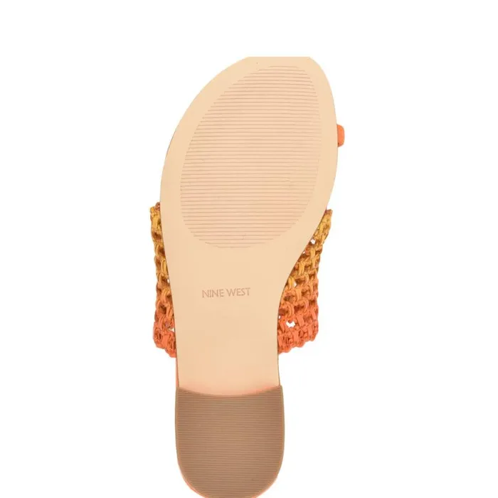 Nine West Sandals Women Nolah Flat Slide Sandals Orange Yellow Ombre Nine West Sandals Women Nolah Flat Slide Sandals Orange Yellow Ombre