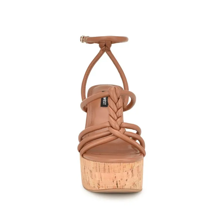 Nine West Sandals Women Olander Knotted Platform Sandals Dark Natural Nine West Sandals Women Olander Knotted Platform Sandals Dark Natural