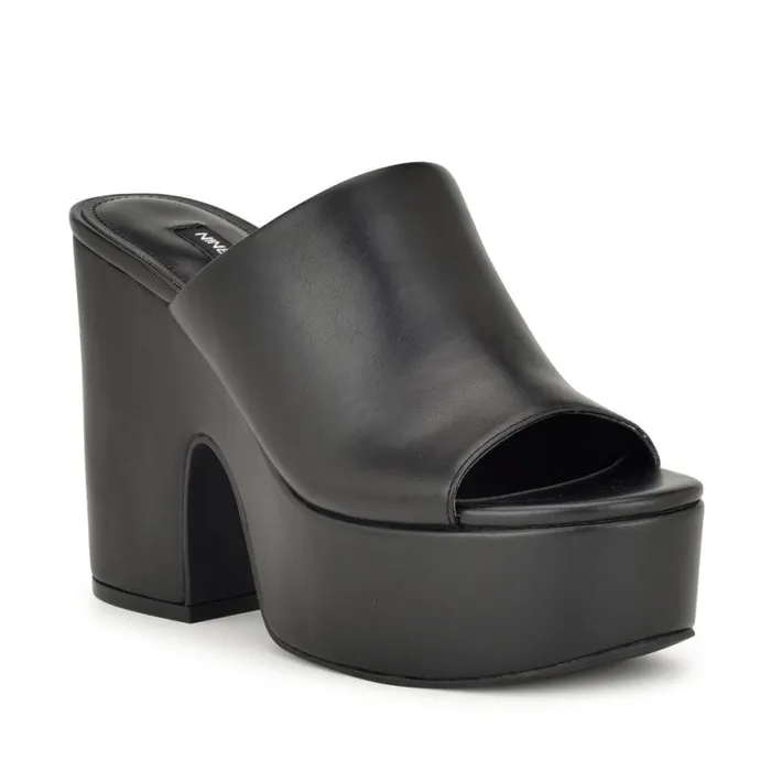 Nine West Sandals Women Olley Platform Slide Sandals Black