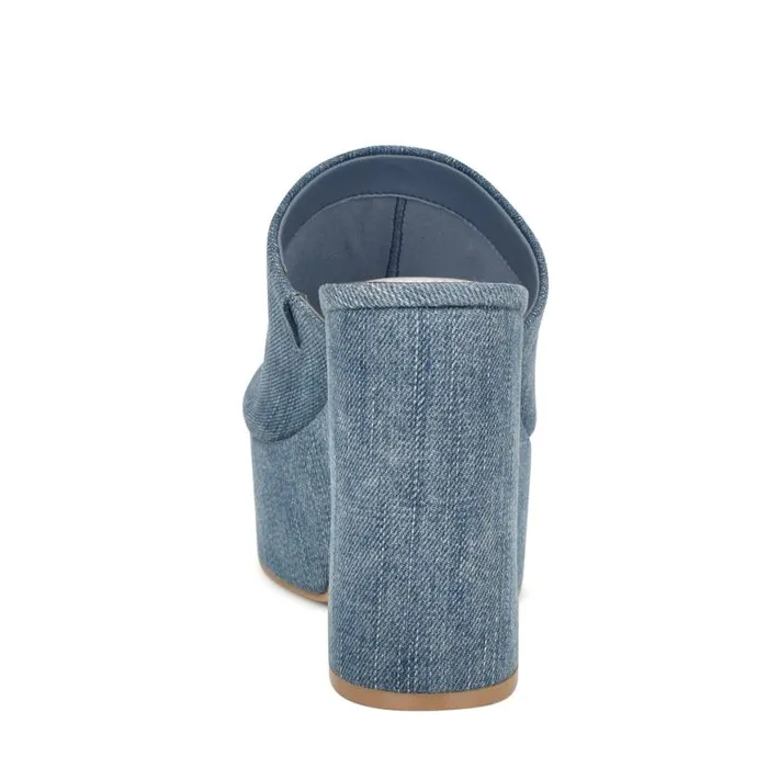 Nine West Sandals Women Olley Platform Slide Sandals Denim Nine West Sandals Women Olley Platform Slide Sandals Denim