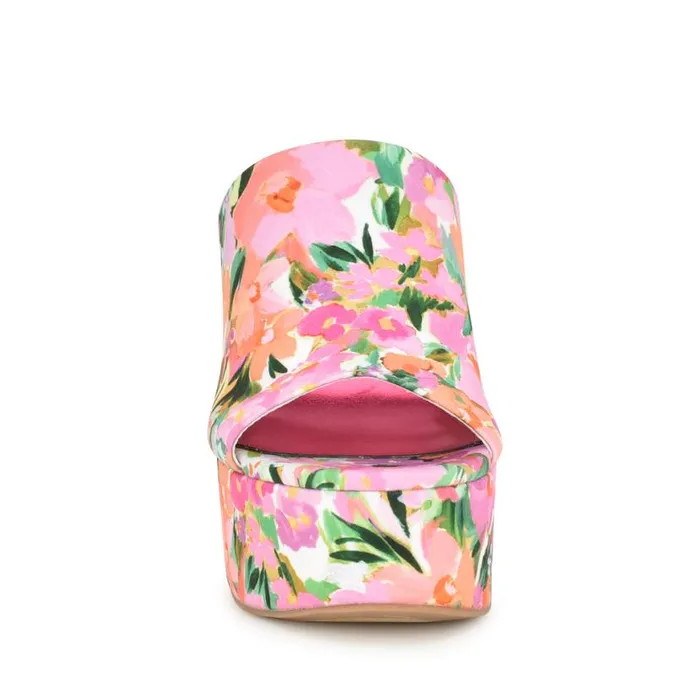 Nine West Sandals Women Olley Platform Slide Sandals Pink Floral Nine West Sandals Women Olley Platform Slide Sandals Pink Floral