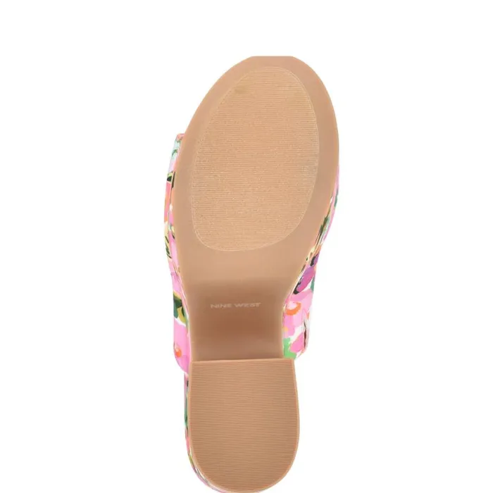 Nine West Sandals Women Olley Platform Slide Sandals Pink Floral Nine West Sandals Women Olley Platform Slide Sandals Pink Floral