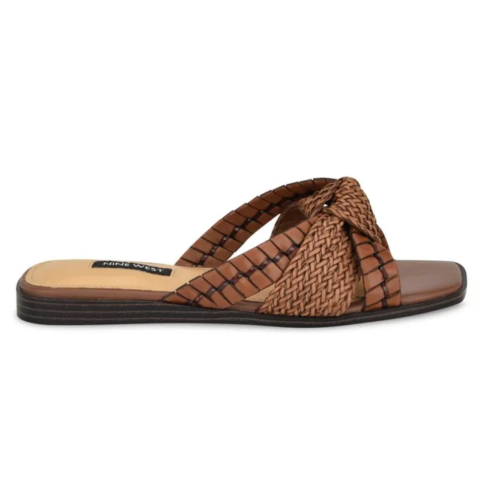 Nine West Sandals Women Olson Knotted Flat Slide Sandals Brown