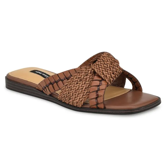 Nine West Sandals Women Olson Knotted Flat Slide Sandals Brown Nine West Sandals Women Olson Knotted Flat Slide Sandals Brown