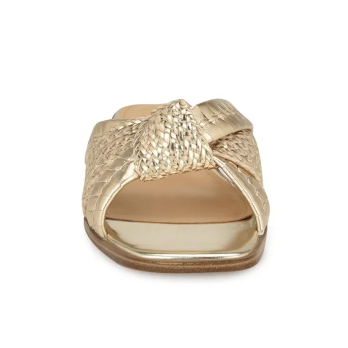 Nine West Sandals Women Olson Knotted Flat Slide Sandals Platino