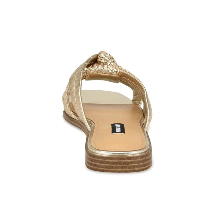 Nine West Sandals Women Olson Knotted Flat Slide Sandals Platino
