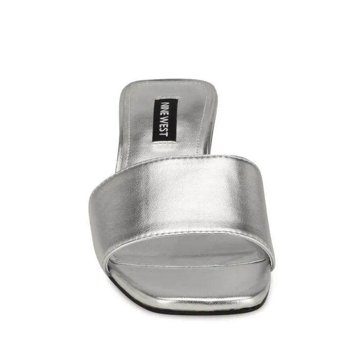 Nine West Sandals Women Paire Slide Sandals Silver