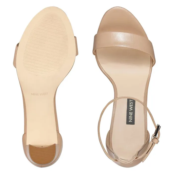 Nine West Sandals Women Pruce Ankle Strap Block Heel Sandals Barely Nude Leather Nine West Sandals Women Pruce Ankle Strap Block Heel Sandals Barely Nude Leather