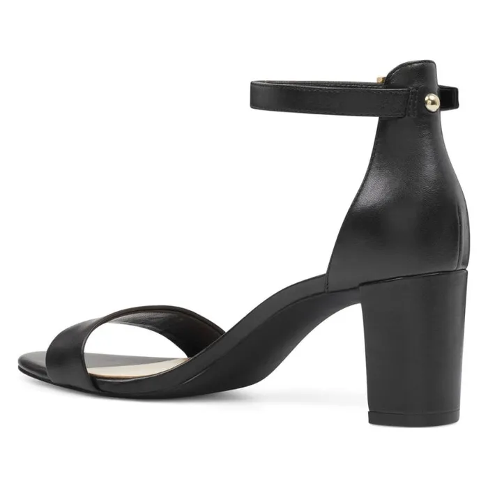 Nine West Sandals Women Pruce Ankle Strap Block Heel Sandals Black Leather Nine West Sandals Women Pruce Ankle Strap Block Heel Sandals Black Leather
