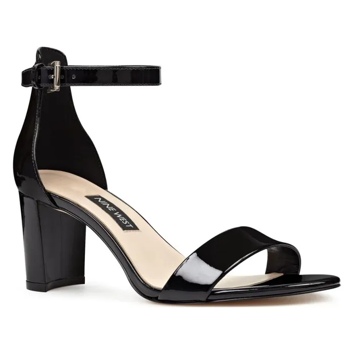 Nine West Sandals Women Pruce Ankle Strap Block Heel Sandals Black Patent Nine West Sandals Women Pruce Ankle Strap Block Heel Sandals Black Patent