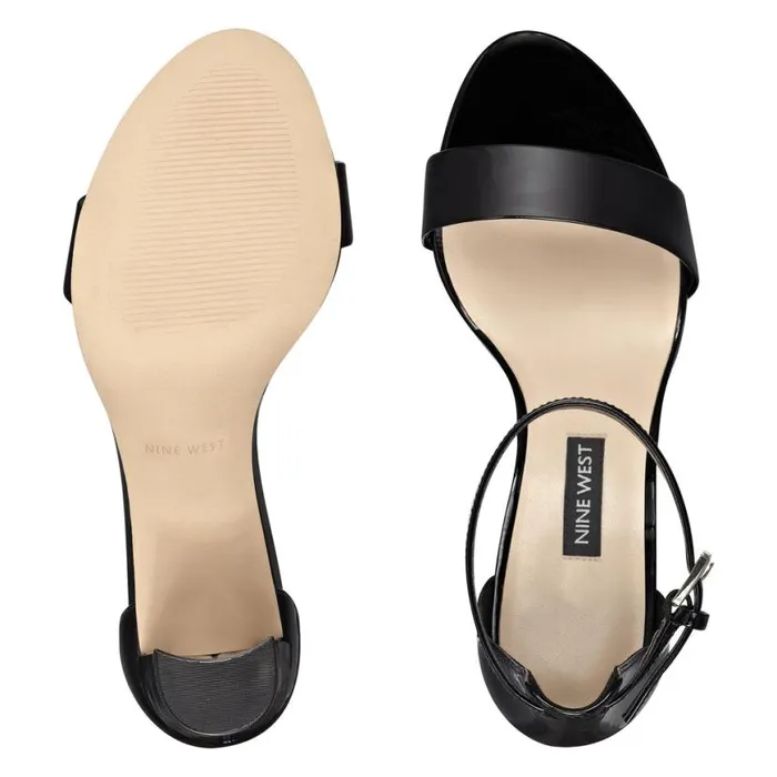 Nine West Sandals Women Pruce Ankle Strap Block Heel Sandals Black Patent Nine West Sandals Women Pruce Ankle Strap Block Heel Sandals Black Patent