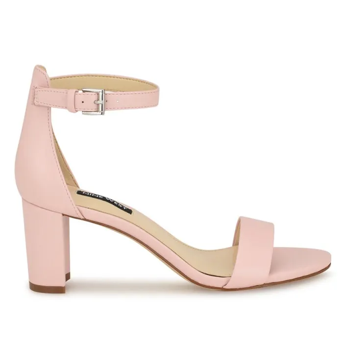 Nine West Sandals Women Pruce Ankle Strap Block Heel Sandals Light Pink