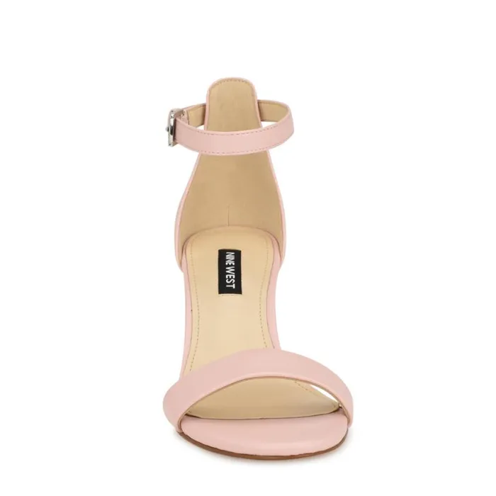 Nine West Sandals Women Pruce Ankle Strap Block Heel Sandals Light Pink