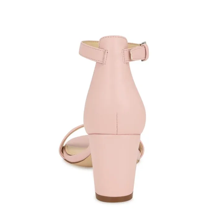 Nine West Sandals Women Pruce Ankle Strap Block Heel Sandals Light Pink