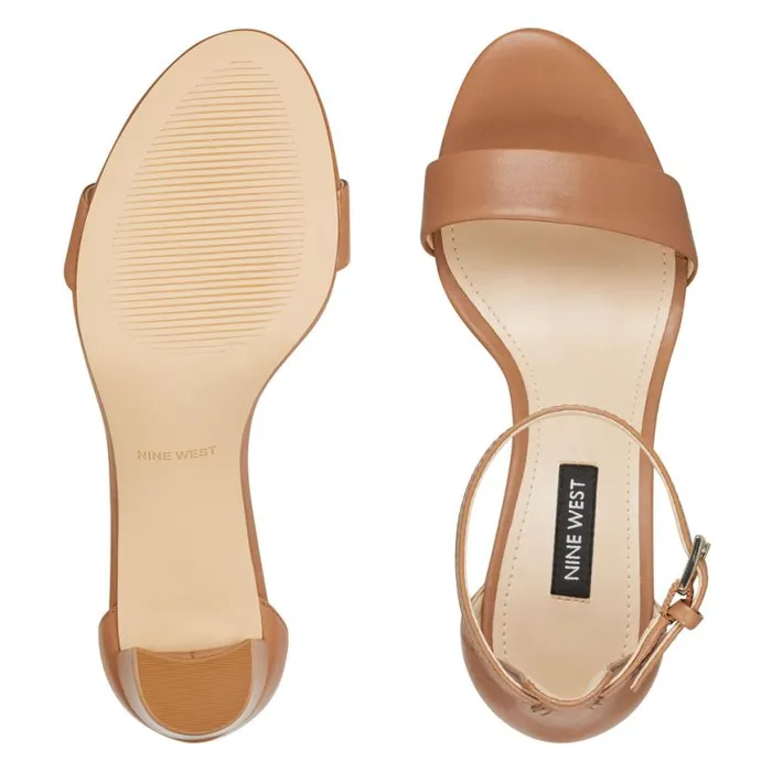 Nine West Sandals Women Pruce Ankle Strap Block Heel Sandals Natural Leather Nine West Sandals Women Pruce Ankle Strap Block Heel Sandals Natural Leather