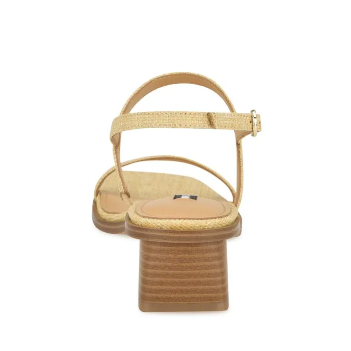 Nine West Sandals Women Purdy Block Heel Sandals Natural Raffia