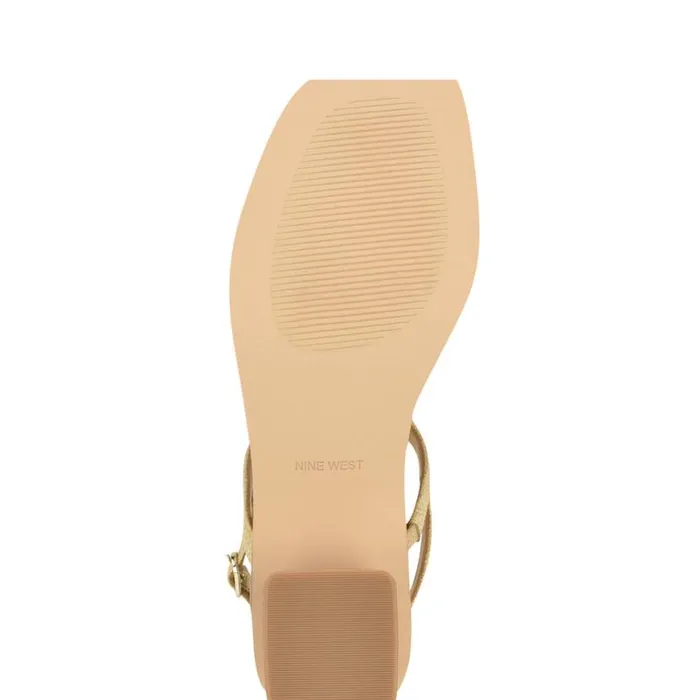 Nine West Sandals Women Purdy Block Heel Sandals Natural Raffia