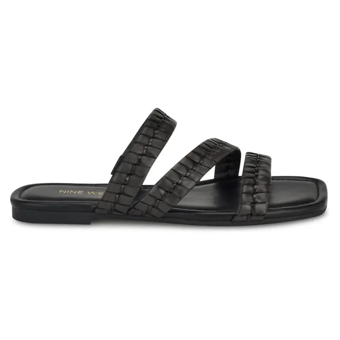Nine West Sandals Women Quinlea Flat Strappy Sandals Black