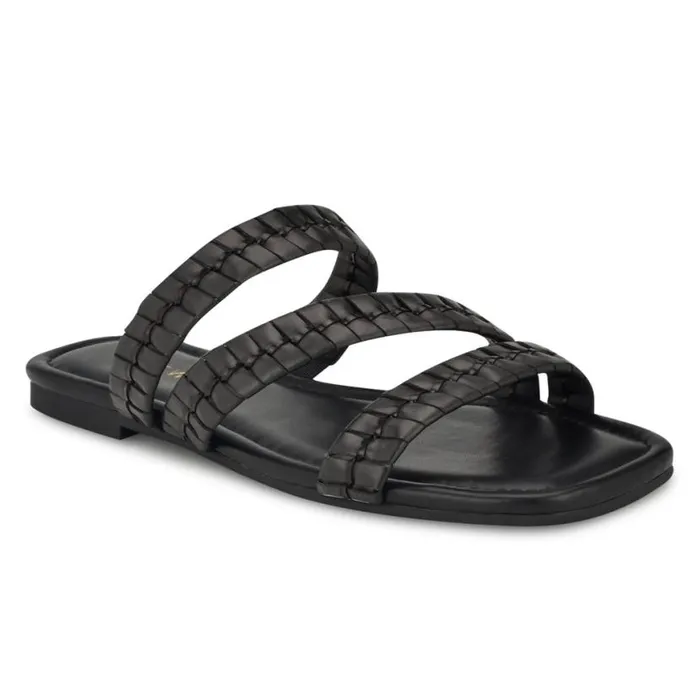 Nine West Sandals Women Quinlea Flat Strappy Sandals Black
