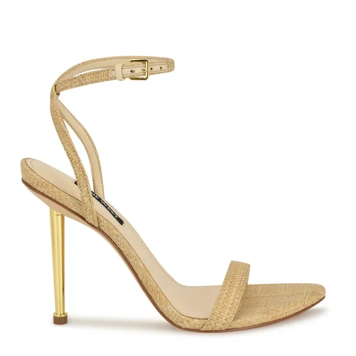 Nine West Sandals Women Reina Ankle Strap Sandals Natural Raffia