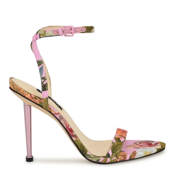 Nine West Sandals Women Reina Ankle Strap Sandals Pink Floral