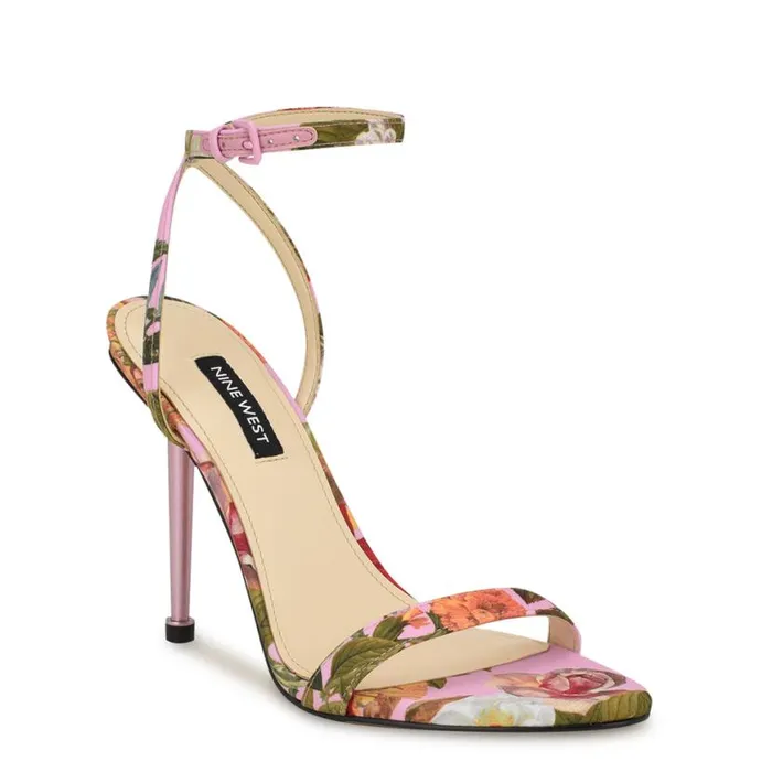 Nine West Sandals Women Reina Ankle Strap Sandals Pink Floral