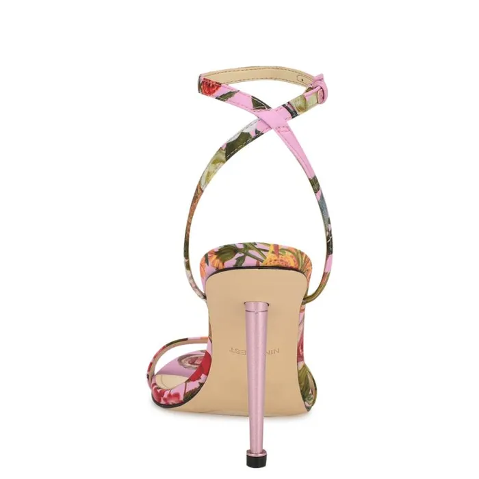 Nine West Sandals Women Reina Ankle Strap Sandals Pink Floral