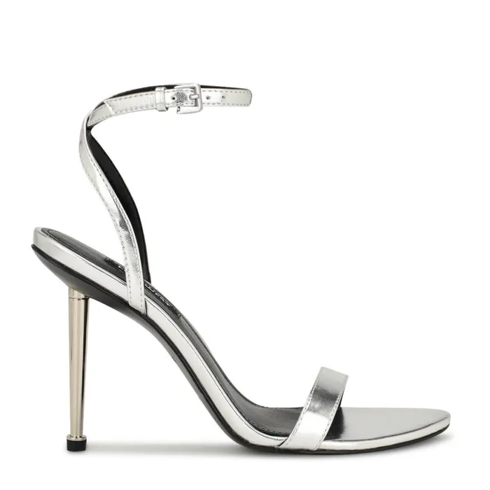 Nine West Sandals Women Reina Ankle Strap Sandals Silver