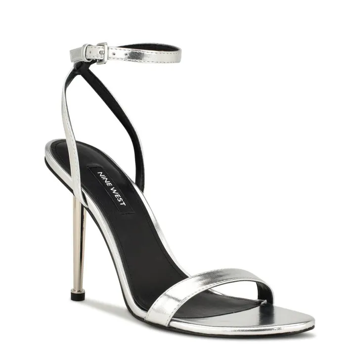 Nine West Sandals Women Reina Ankle Strap Sandals Silver Nine West Sandals Women Reina Ankle Strap Sandals Silver
