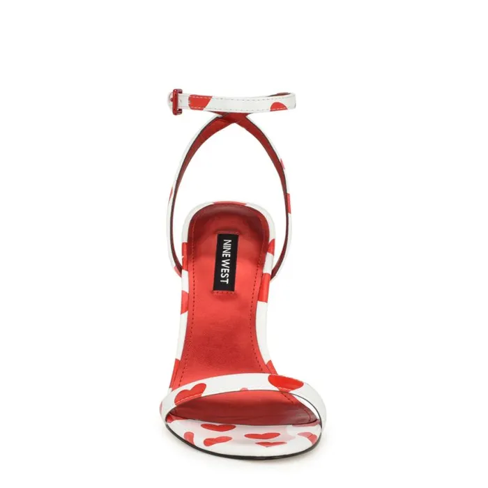 Nine West Sandals Women Reina Ankle Strap Sandals Valentine Heart Print