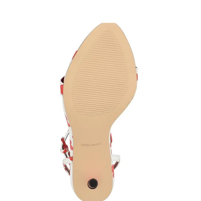Nine West Sandals Women Reina Ankle Strap Sandals Valentine Heart Print
