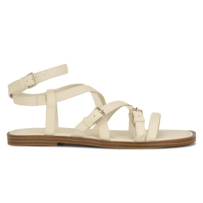 Nine West Sandals Women Rulen Flat Strappy Sandals Chic Cream