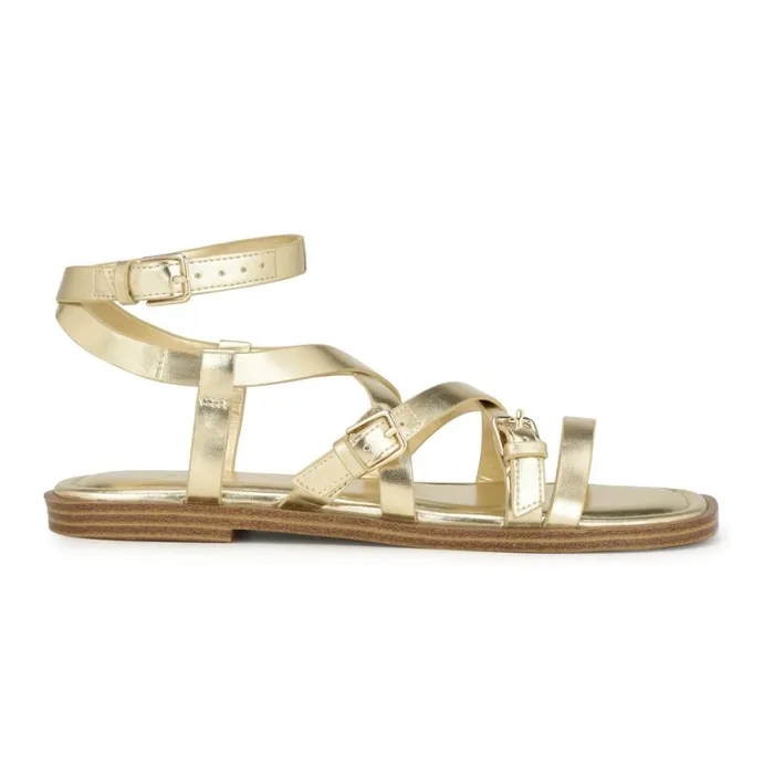 Nine West Sandals Women Rulen Flat Strappy Sandals Platino