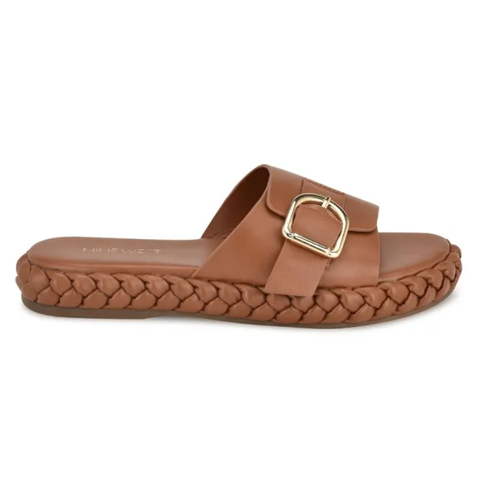 Nine West Sandals Women Shantel Casual Woven Footbed Sandals Medium Natural