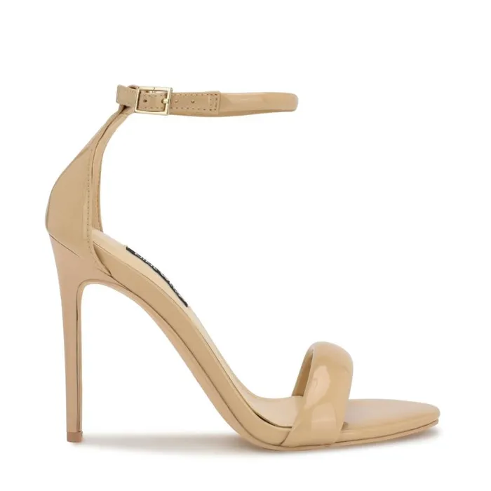 Nine West Sandals Women Teeya Ankle Strap Sandals Light Natural Patent