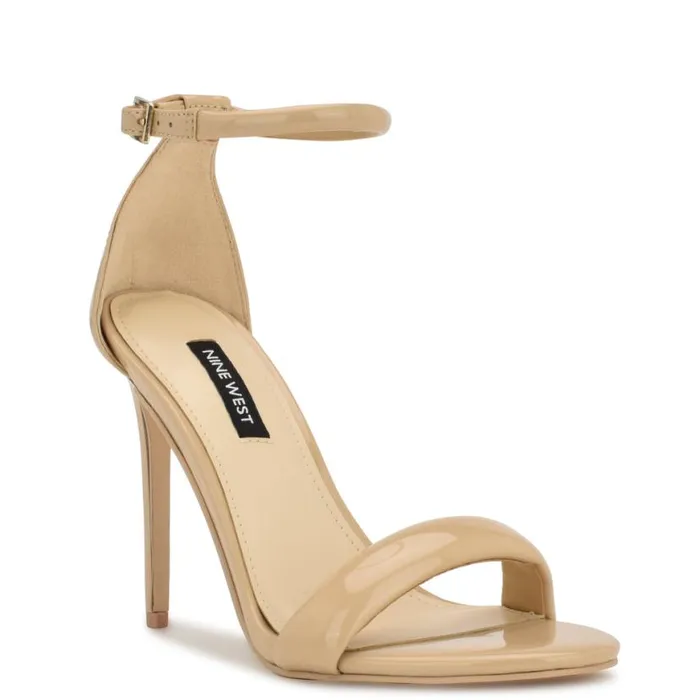 Nine West Sandals Women Teeya Ankle Strap Sandals Light Natural Patent