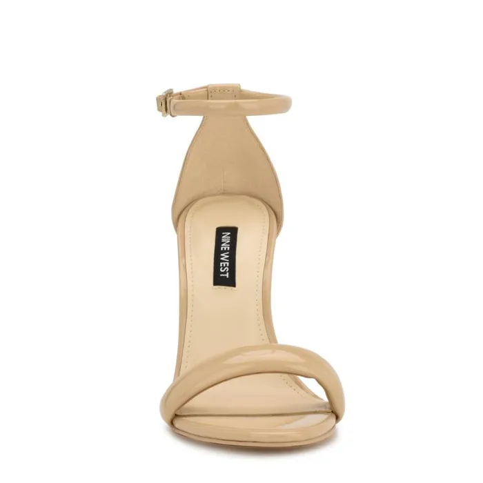 Nine West Sandals Women Teeya Ankle Strap Sandals Light Natural Patent
