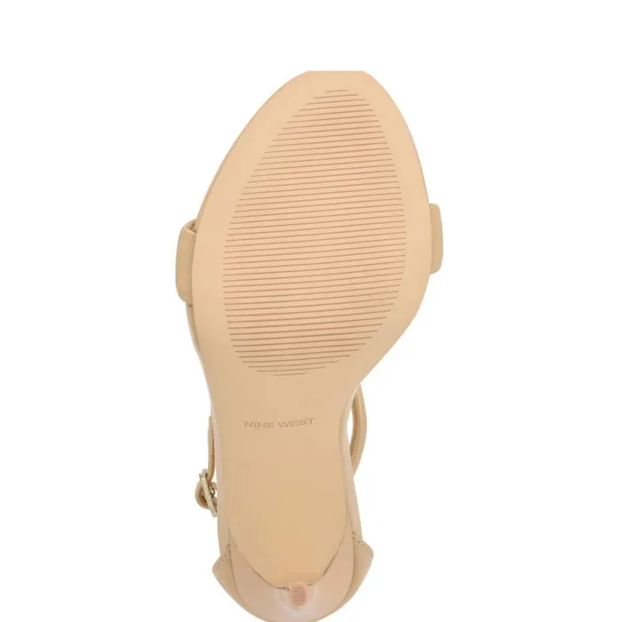 Nine West Sandals Women Teeya Ankle Strap Sandals Light Natural Patent